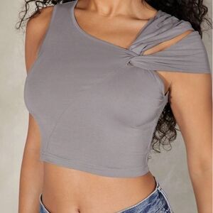 New SHEIN Gray Twist Detail Tank Top